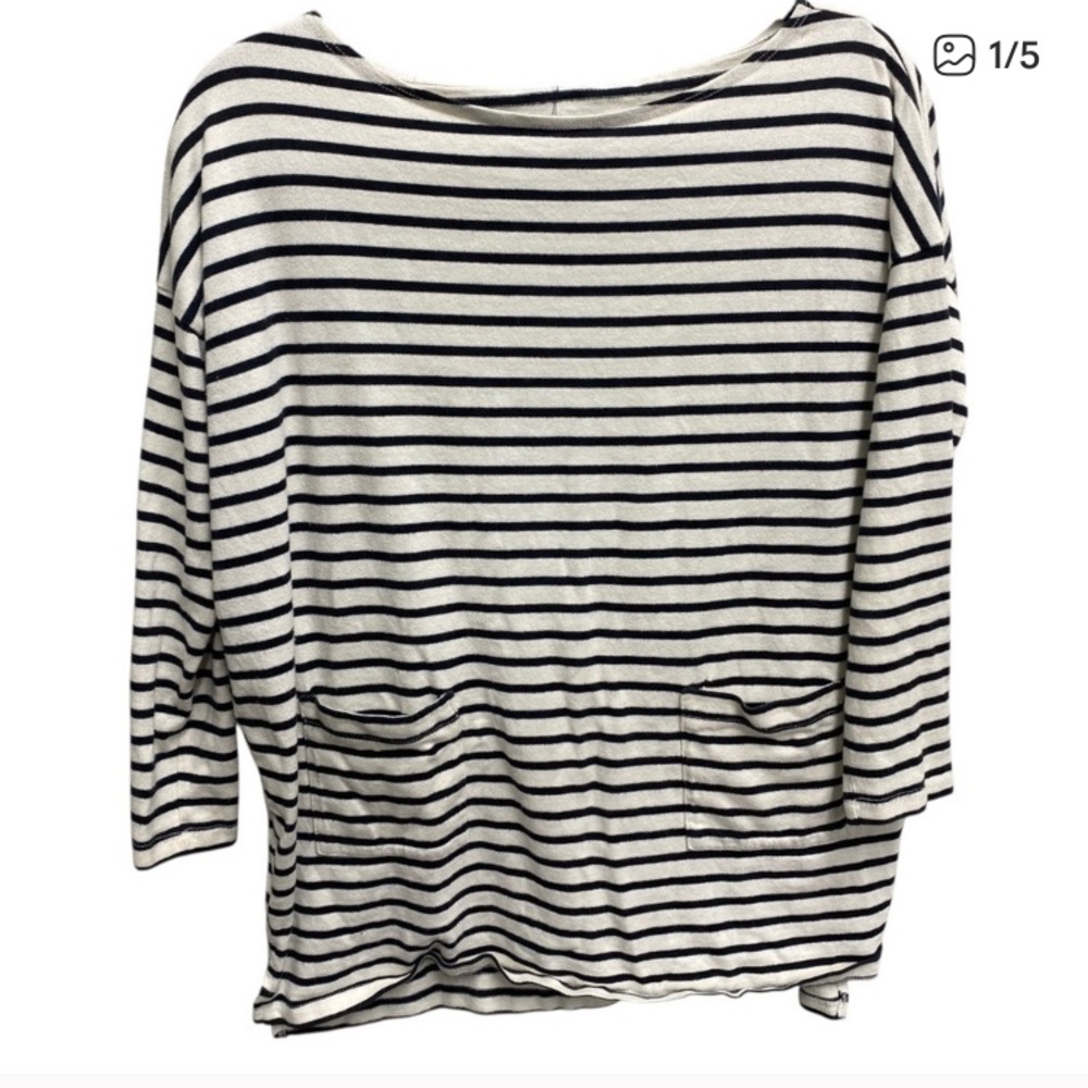 Hatch maternity Black and White Striped  Sleeve Tee